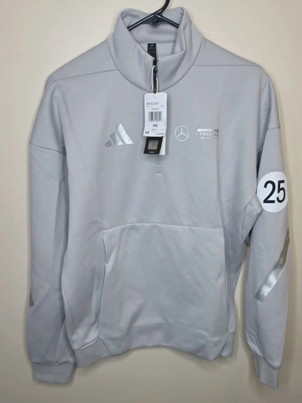 ADIDAS MERCEDES  AMG PETRONAS FORMULA ONE TEAM SILVER ARROWS HALF-ZIP Sweater XS